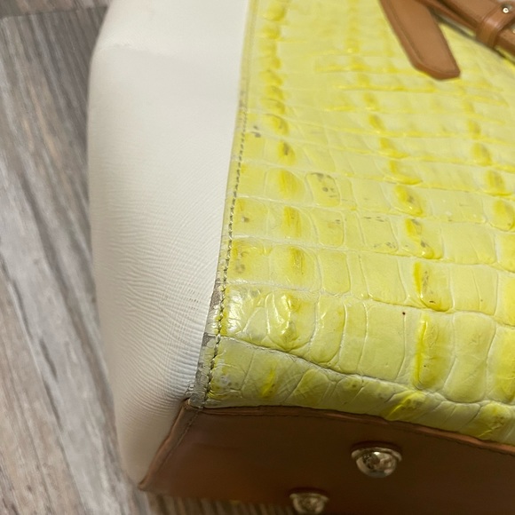 Brahmin Medium Arno Tote Limelight Ivory Brown La Scala Tri-Texture Leather Bag - Picture 16 of 16